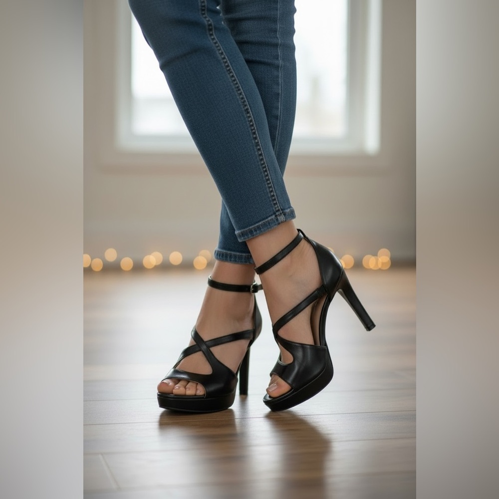 Naturalizer Black Strappy Heels